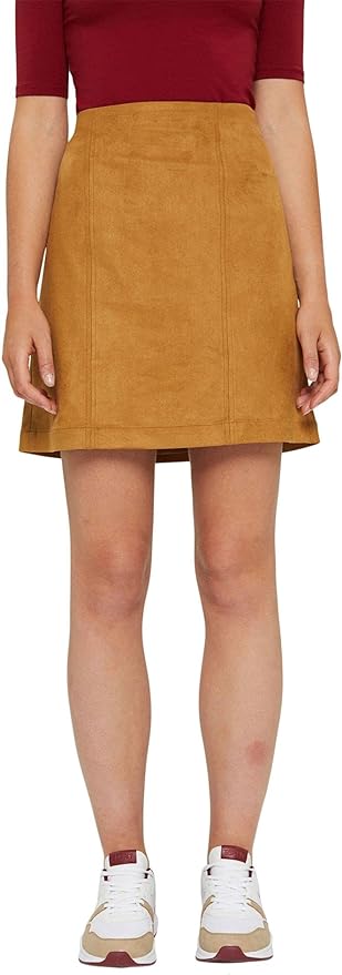 Esprit Faux Suede Skirt in Camel-The Trendy Walrus