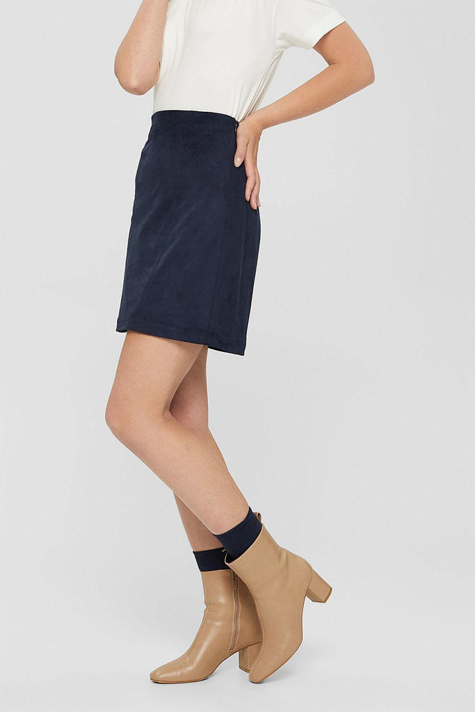 Esprit Faux Suede Skirt in Navy-The Trendy Walrus