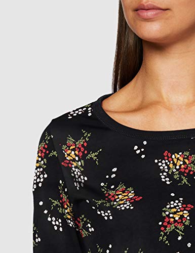 Esprit Floral Print Long Sleeve Organic T-Shirt in Black-The Trendy Walrus