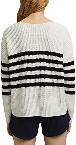 Esprit Organic Cotton Blend Striped Sweater in Ivory-The Trendy Walrus