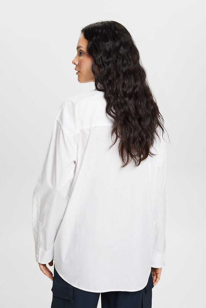 Esprit Poplin Shirt In White-The Trendy Walrus