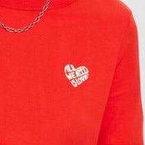 Esprit Short Sleeve Heart Print Crew Neck Tee In Red-The Trendy Walrus