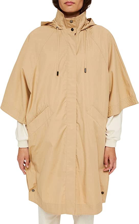 Esprit Water Repellant Cotton Poncho Jacket in Camel-The Trendy Walrus