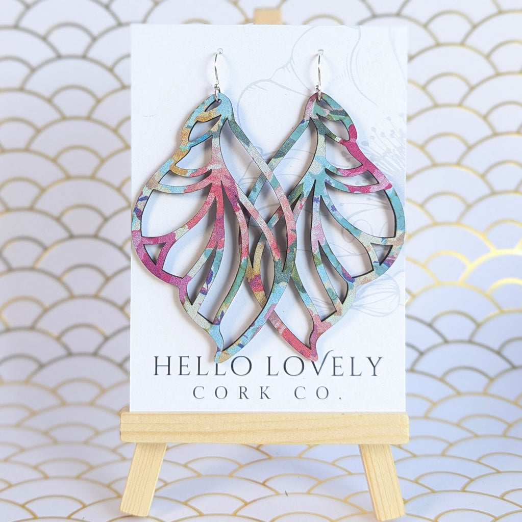 Hello Lovely Cork Co. - Spring Floral Cork Earrings - Large Fairy Wing Feya-The Trendy Walrus