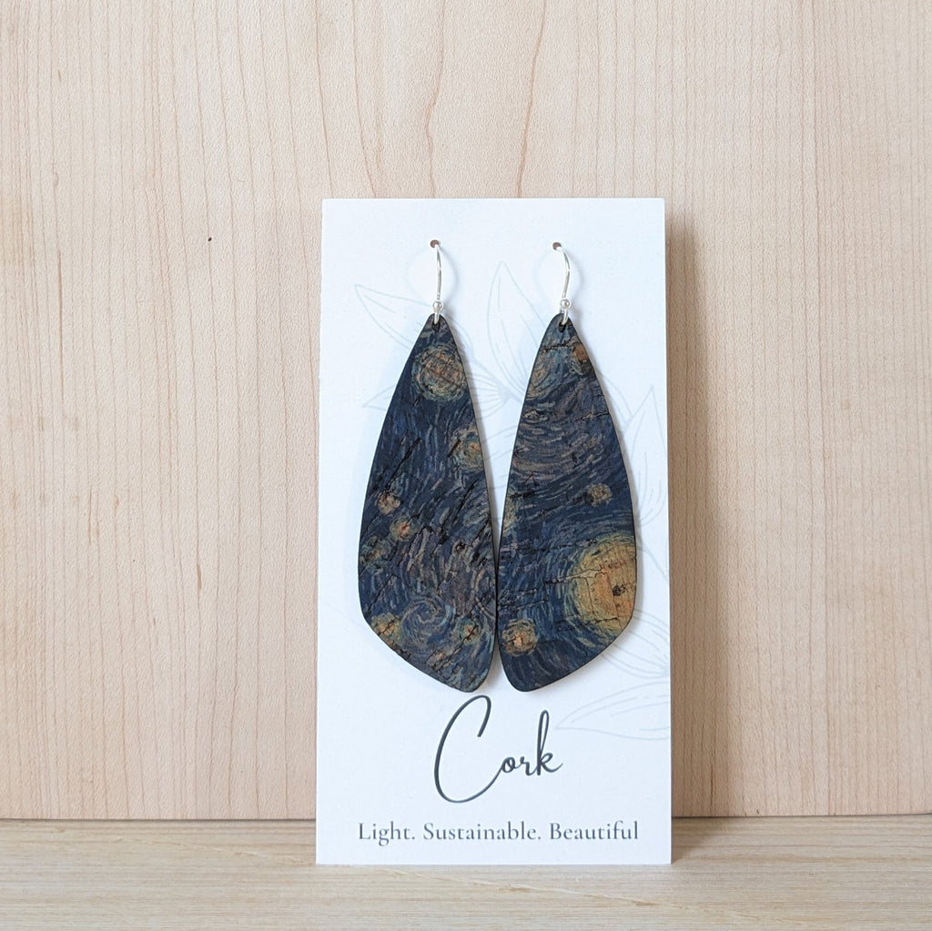 Hello Lovely Cork Co. - Starry Night Cork Earrings - Large Wing-The Trendy Walrus