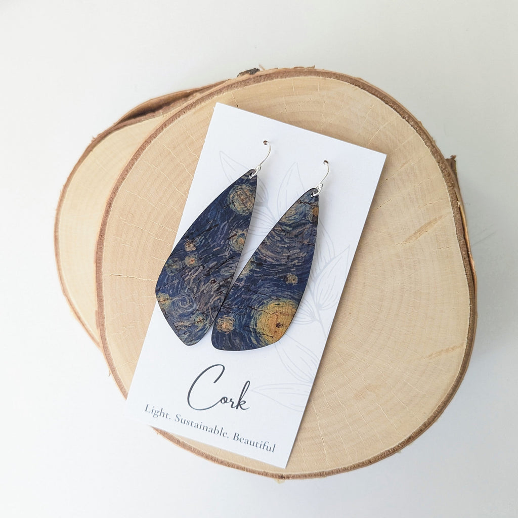 Hello Lovely Cork Co. - Starry Night Cork Earrings - Large Wing-The Trendy Walrus