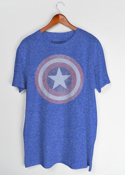 Jack Of All Trades Captain America Logo Tee In Royal Blue Heather-The Trendy Walrus