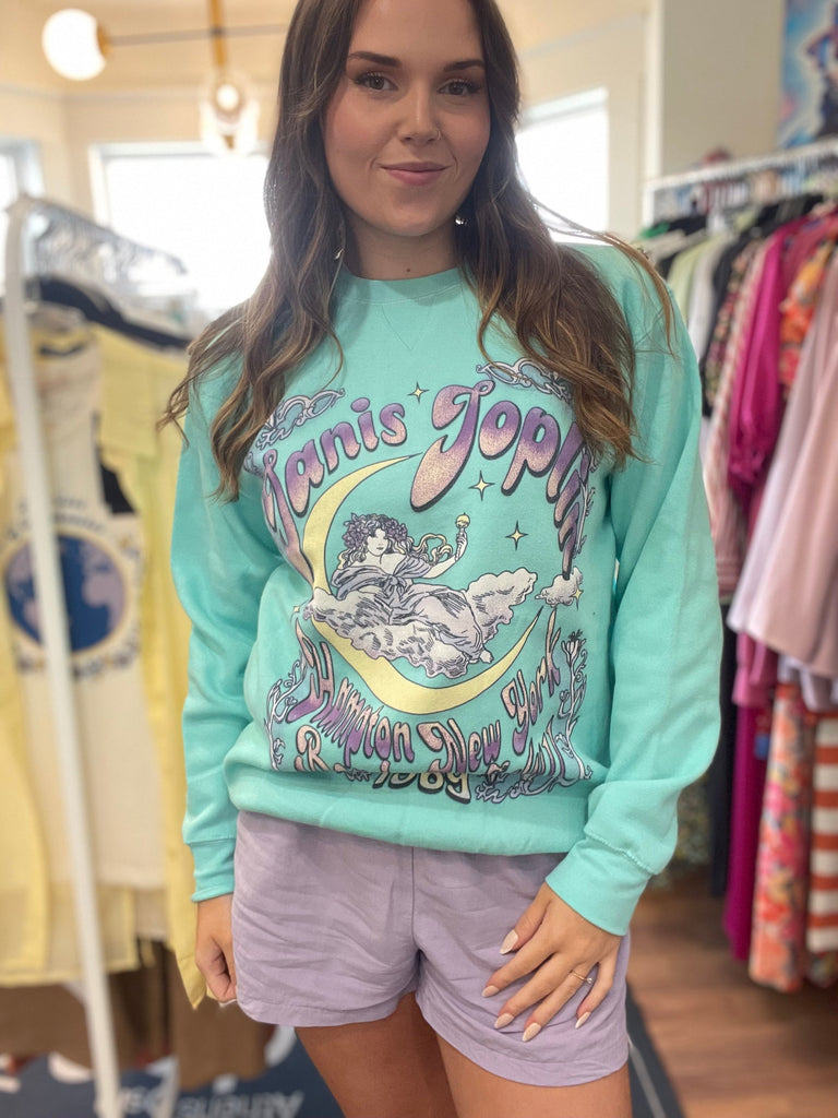 Jack Of All Trades Joplin Moon Crewneck In Mint-The Trendy Walrus