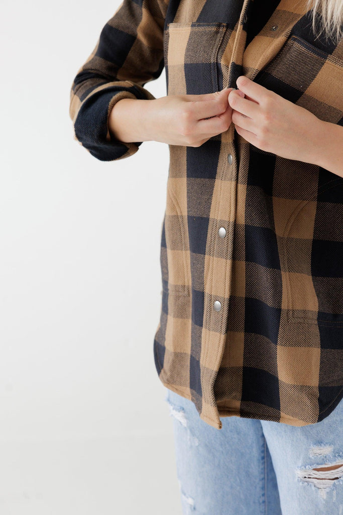 Kavu Wren Plaid Shacket In Brown Bear Trail-The Trendy Walrus
