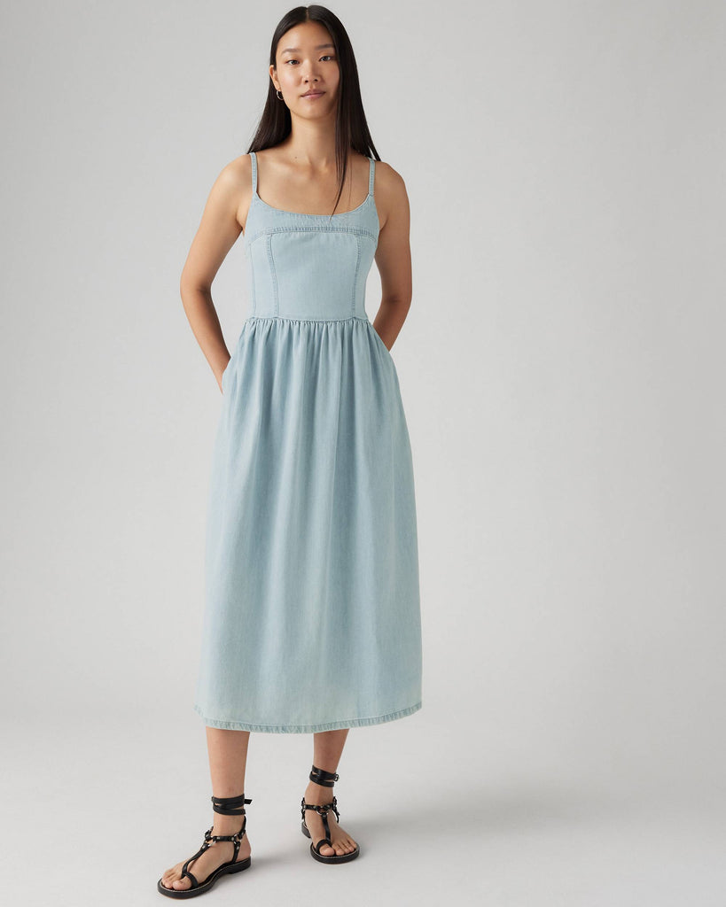 Levi's Alessie Bustier Dress In Rounded The Corner - Medium Wash-The Trendy Walrus