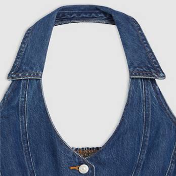 Levi's Bria Denim Corset Halter Top In Mid/Dark Wash Cornerback-The Trendy Walrus
