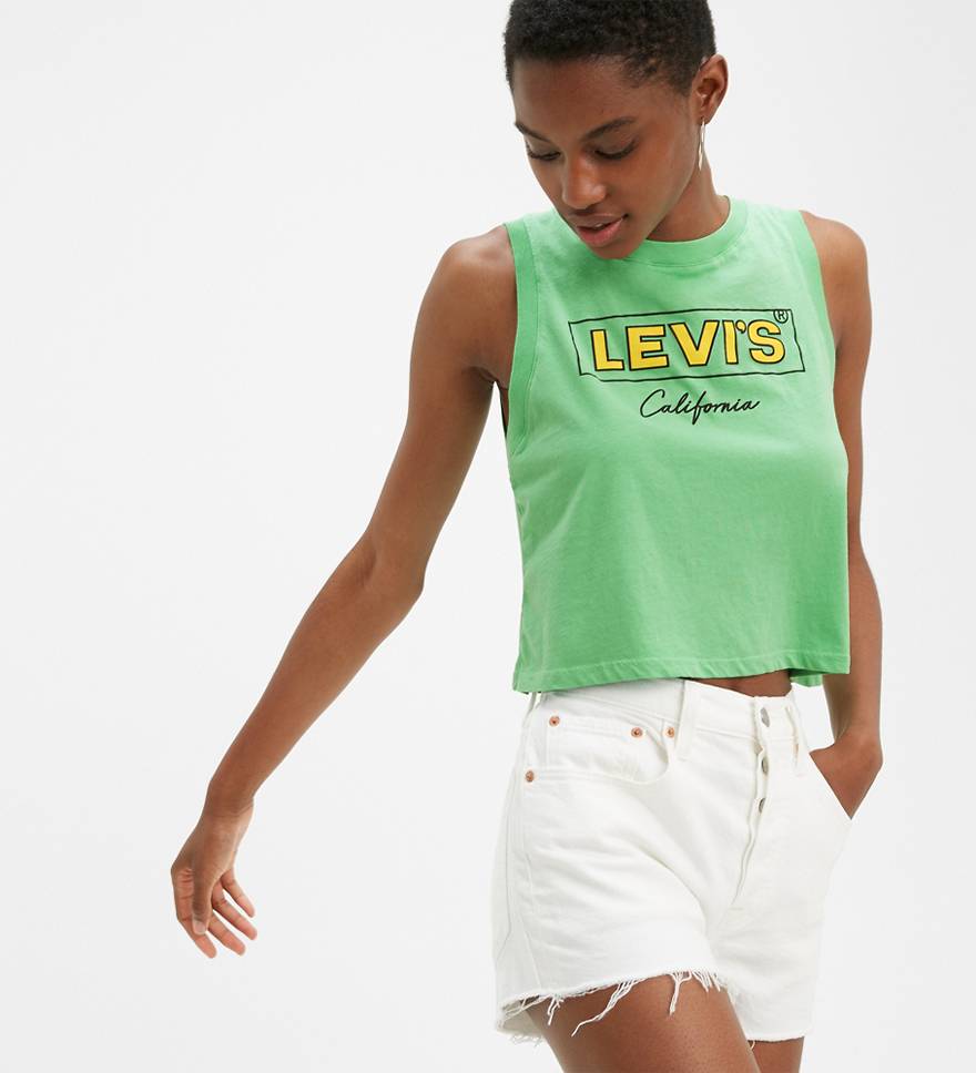 Levis Graphic Crop Tank Cali Green-The Trendy Walrus