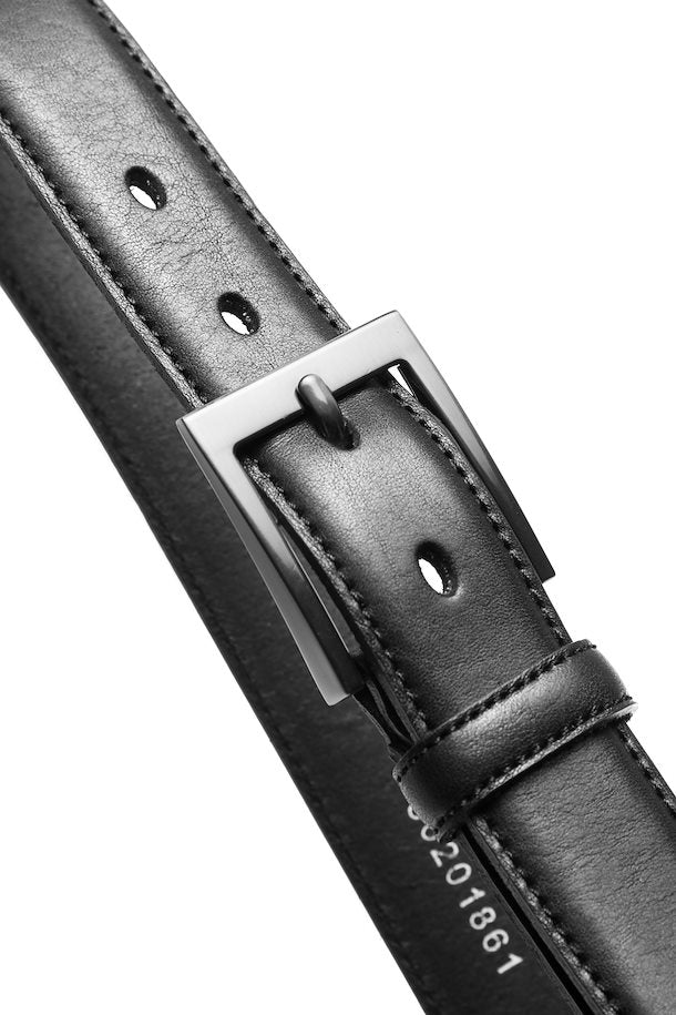 Matinique Frank Leather Belt With Formal Stitch In Black-The Trendy Walrus