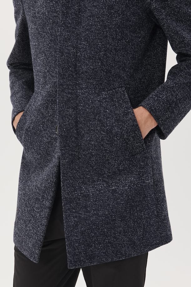 Matinique MAharvey Coat In Dark Marled Navy-The Trendy Walrus