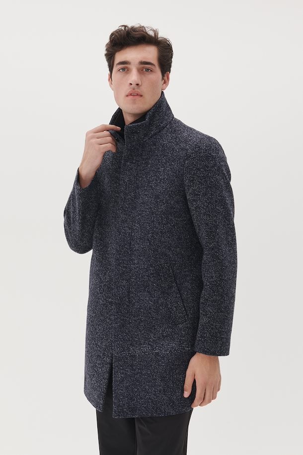 Matinique MAharvey Coat In Dark Marled Navy-The Trendy Walrus