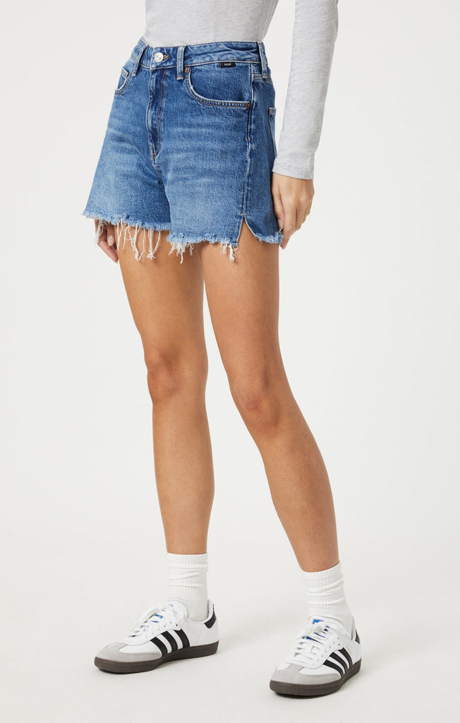 Mavi Heidi Shorts In Mid Brushed Recycled Blue-The Trendy Walrus