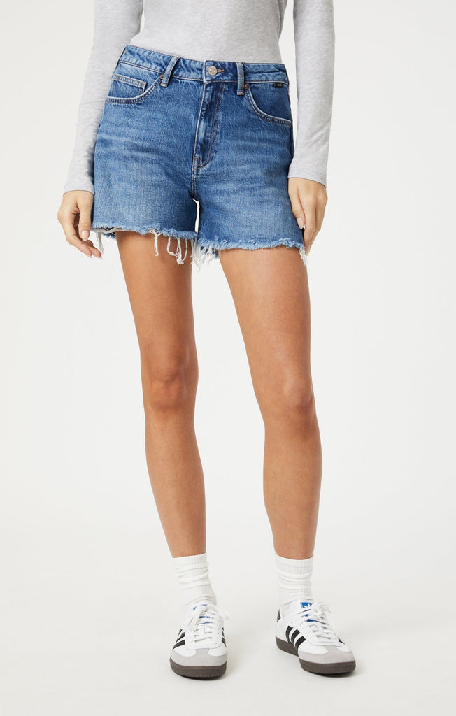 Mavi Heidi Shorts In Mid Brushed Recycled Blue-The Trendy Walrus