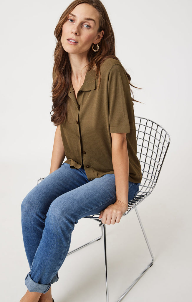 Mavi Kathleen Slim Boyfriend Jean In Mid Brushed Feather Blue-The Trendy Walrus