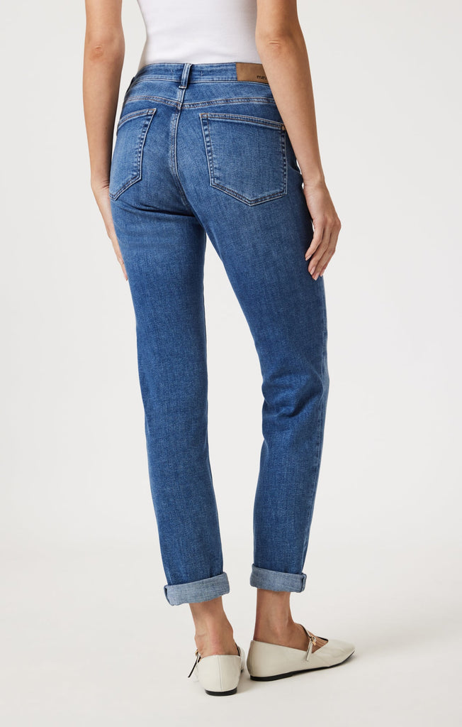 Mavi Kathleen Slim Boyfriend Jean In Mid Brushed Feather Blue-The Trendy Walrus