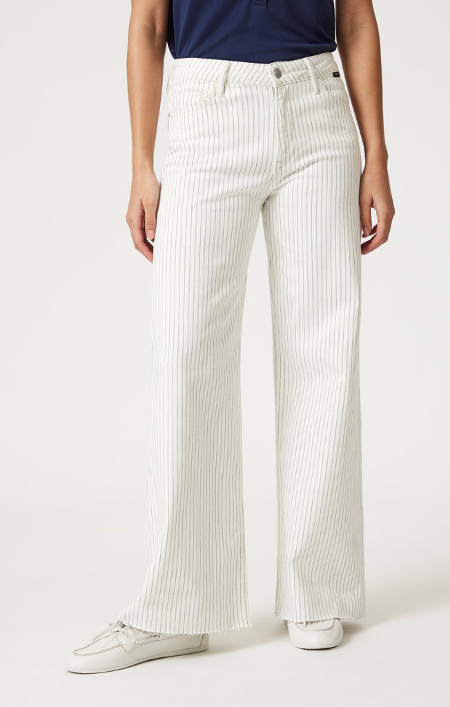 Mavi Paloma Mid Rise Off-White Stripe Denim-The Trendy Walrus