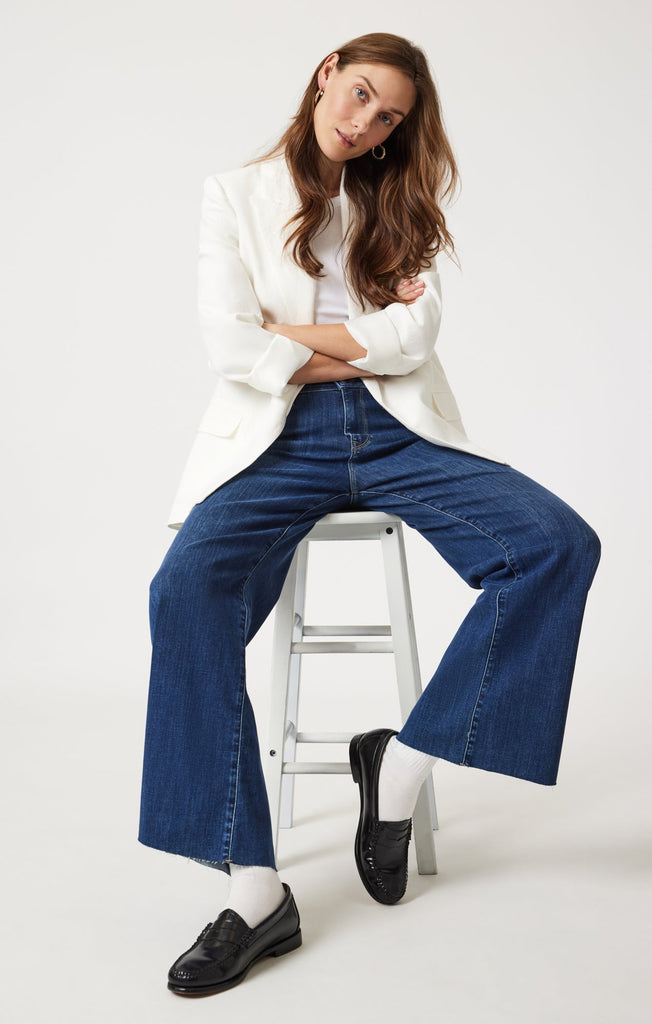 Mavi Paloma Mid Rise Wide Leg Jeans In Mid Brushed Supersoft-The Trendy Walrus