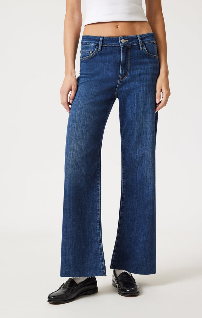 Mavi Paloma Mid Rise Wide Leg Jeans In Mid Brushed Supersoft-The Trendy Walrus