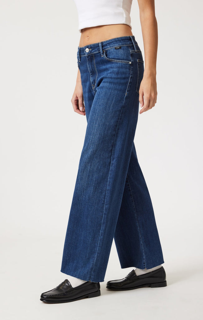 Mavi Paloma Mid Rise Wide Leg Jeans In Mid Brushed Supersoft-The Trendy Walrus