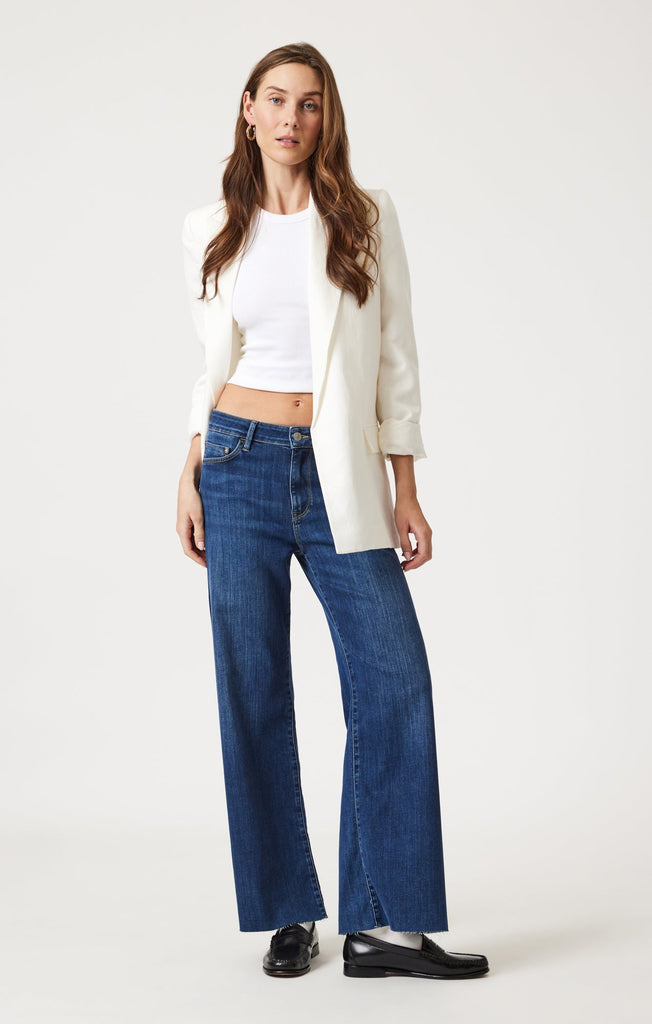 Mavi Paloma Mid Rise Wide Leg Jeans In Mid Brushed Supersoft-The Trendy Walrus