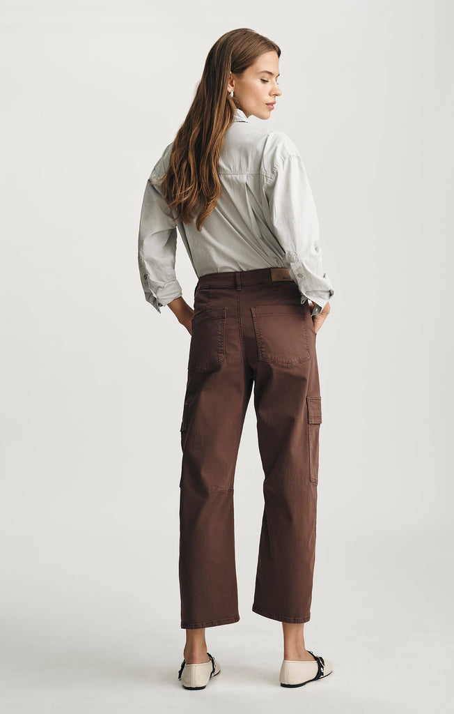 Mavi Vinnie Barrel Cargo Pants In Brown Casual Twill-The Trendy Walrus