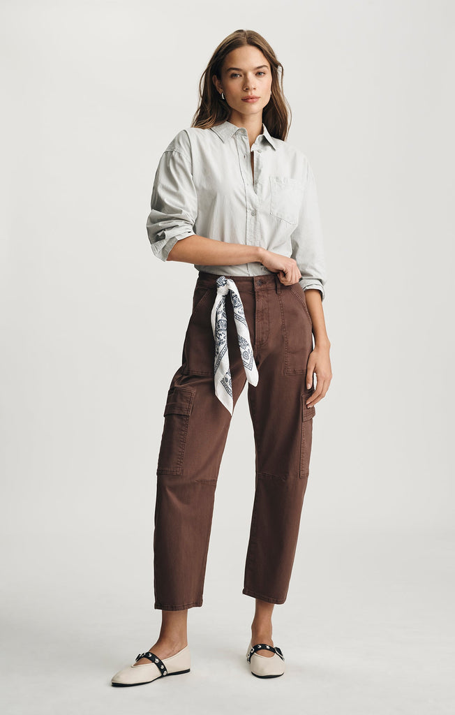 Mavi Vinnie Barrel Cargo Pants In Brown Casual Twill-The Trendy Walrus