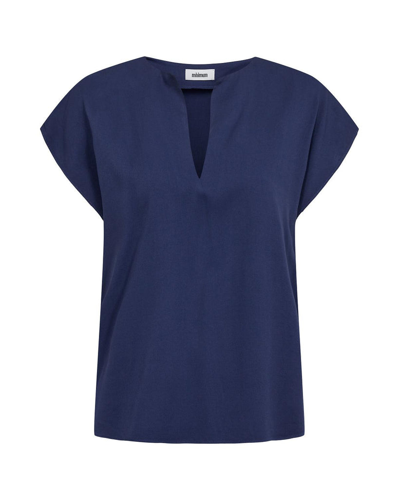Minimum Gillians Short Sleeved Blouse In Medieval Blue-The Trendy Walrus