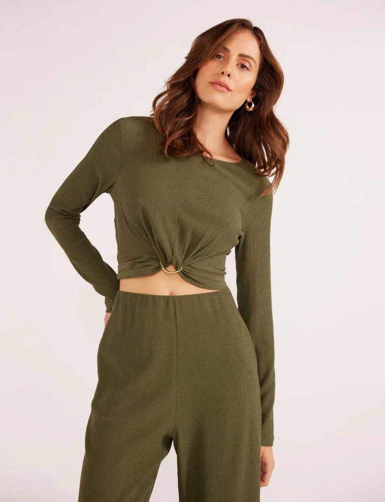 Minkpink Emmerson Long Sleeve Top In Forest Green-The Trendy Walrus