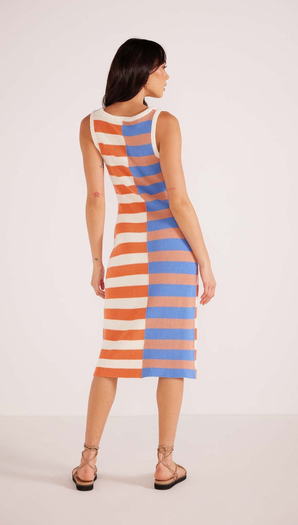 Minkpink Tamara Spliced Knit Midi Dress In Multi Stripe-The Trendy Walrus