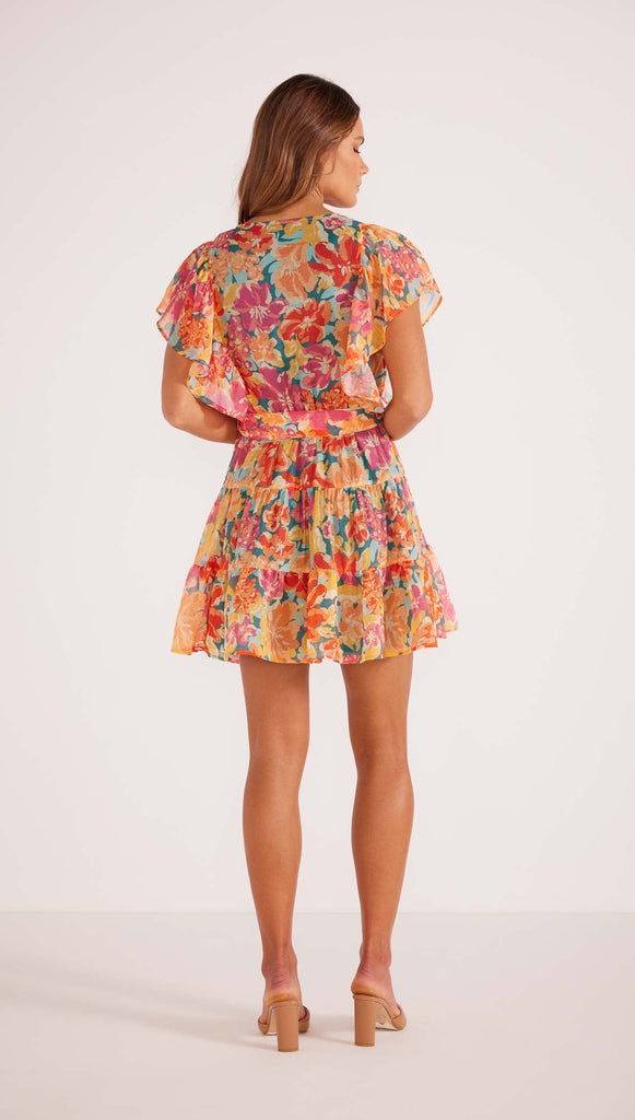 Minkpink Valla Flutter Mini Dress In Pink Floral-The Trendy Walrus