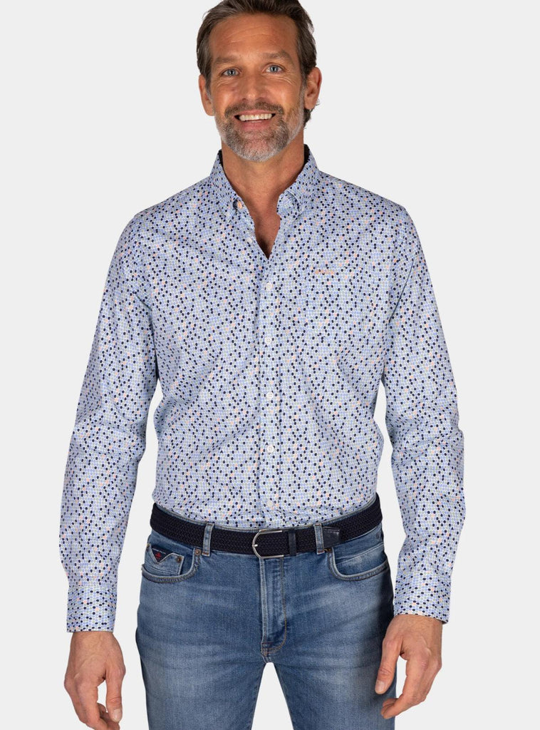 NZA Andre Stretch Button Down Collared Shirt In Midnight Navy-The Trendy Walrus