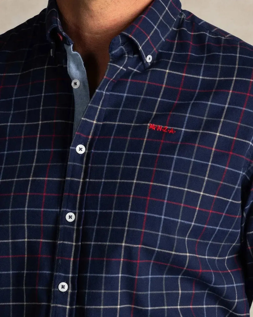 NZA Bruce Stretch Button Up Shirt In Icon Navy-The Trendy Walrus