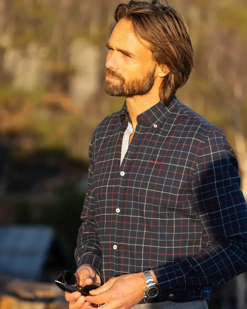 NZA Bruce Stretch Button Up Shirt In Icon Navy-The Trendy Walrus