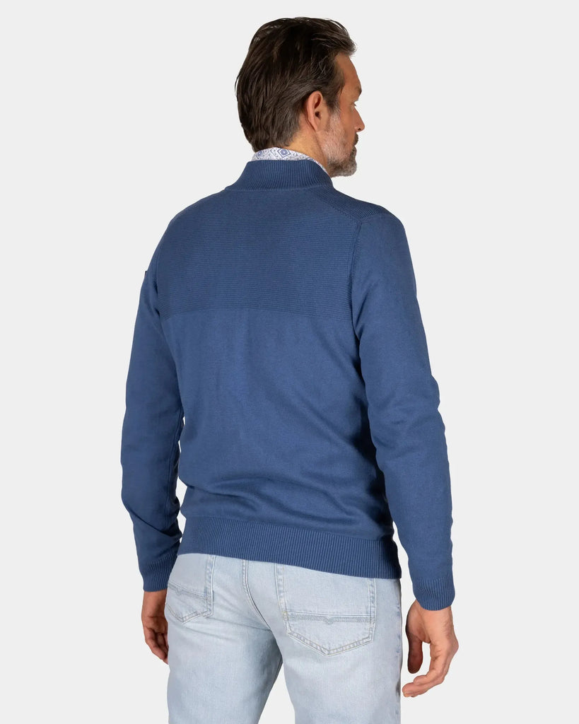 NZA Calder Pullover Zip Up Cardigan In Navy-The Trendy Walrus