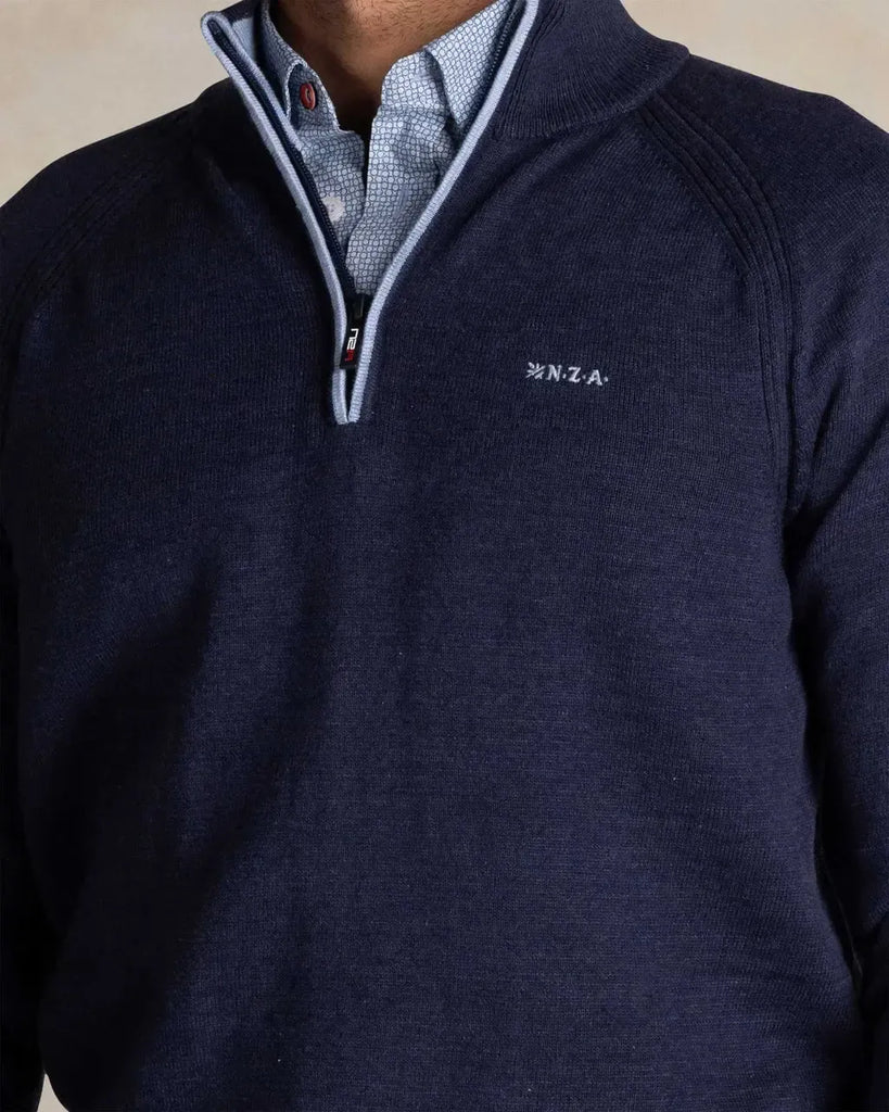 NZA Clive Pullover Half Zip In Navy Ocean-The Trendy Walrus