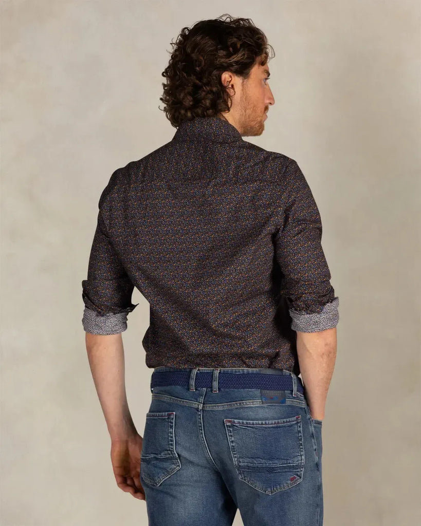 NZA Danny Stretch Button Up Shirt In Classic Navy-The Trendy Walrus