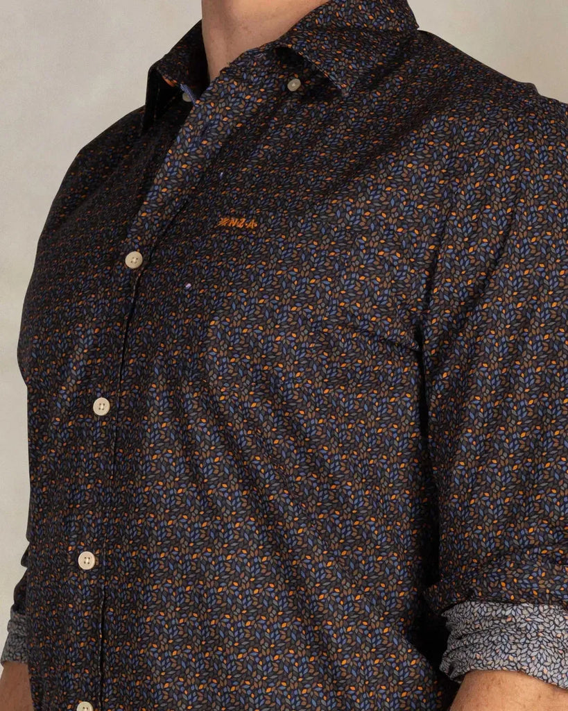 NZA Danny Stretch Button Up Shirt In Classic Navy-The Trendy Walrus