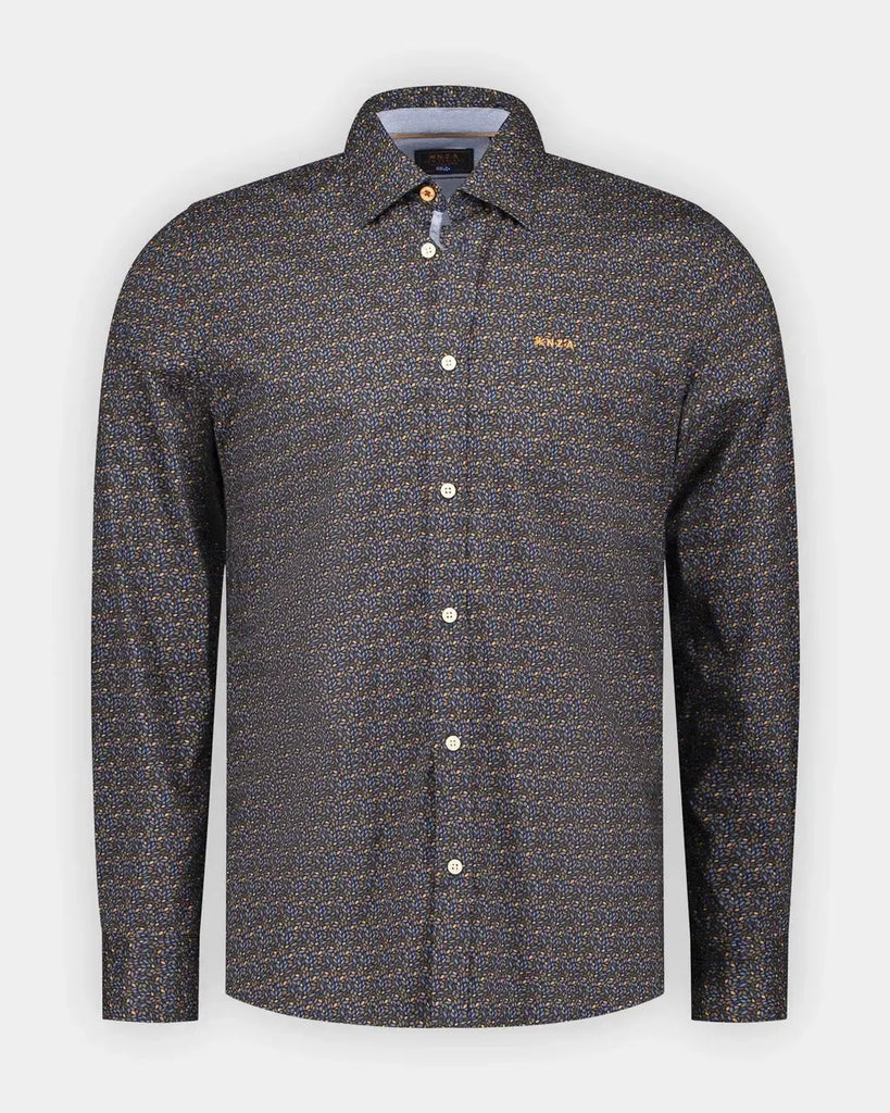 NZA Danny Stretch Button Up Shirt In Classic Navy-The Trendy Walrus