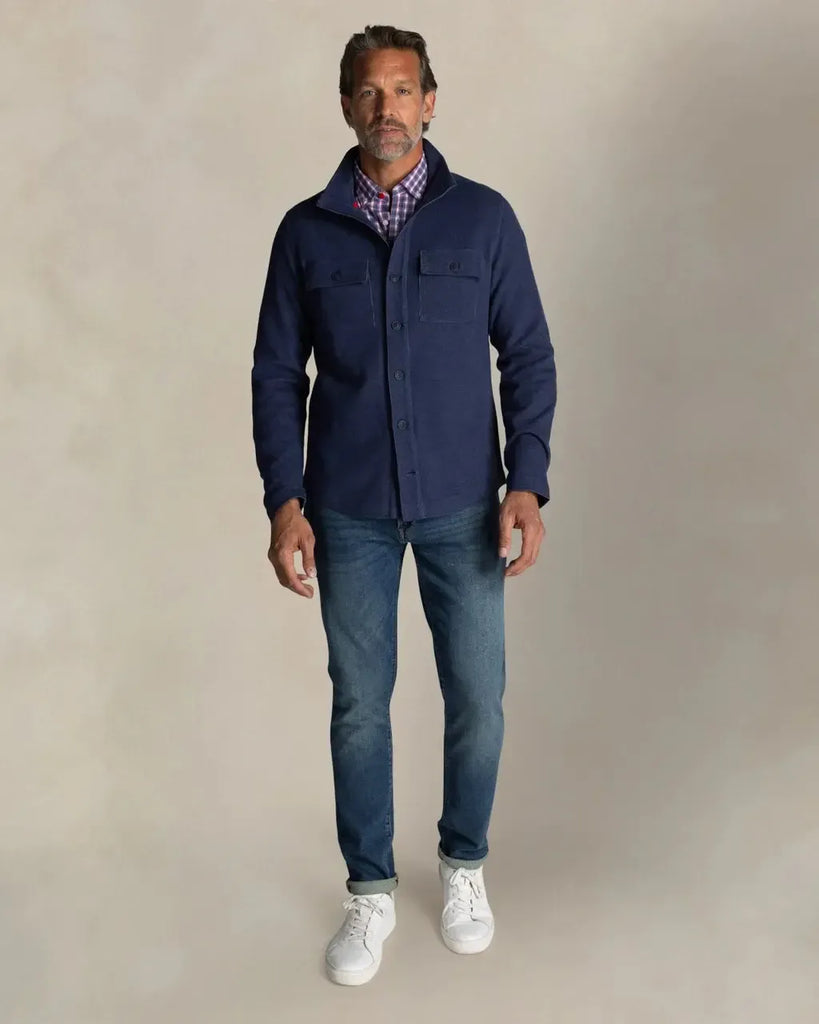 NZA Enrique Sweat Overshirt In Navy Ocean-The Trendy Walrus