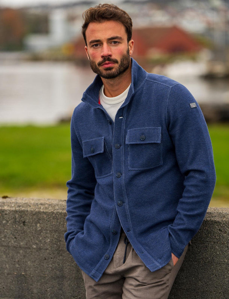 NZA Enrique Sweat Overshirt In Navy Ocean-The Trendy Walrus