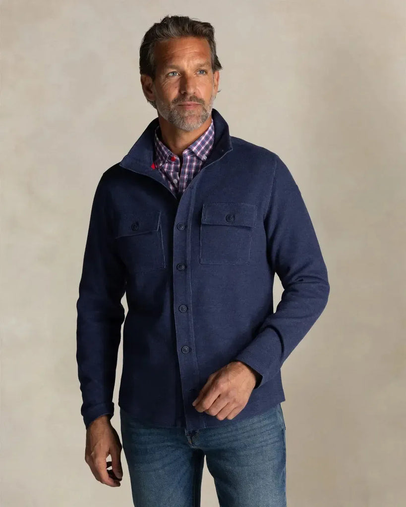 NZA Enrique Sweat Overshirt In Navy Ocean-The Trendy Walrus