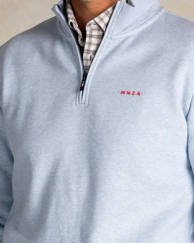 NZA Gabriel Sweat Half Zip In Ice Blue Melange-The Trendy Walrus