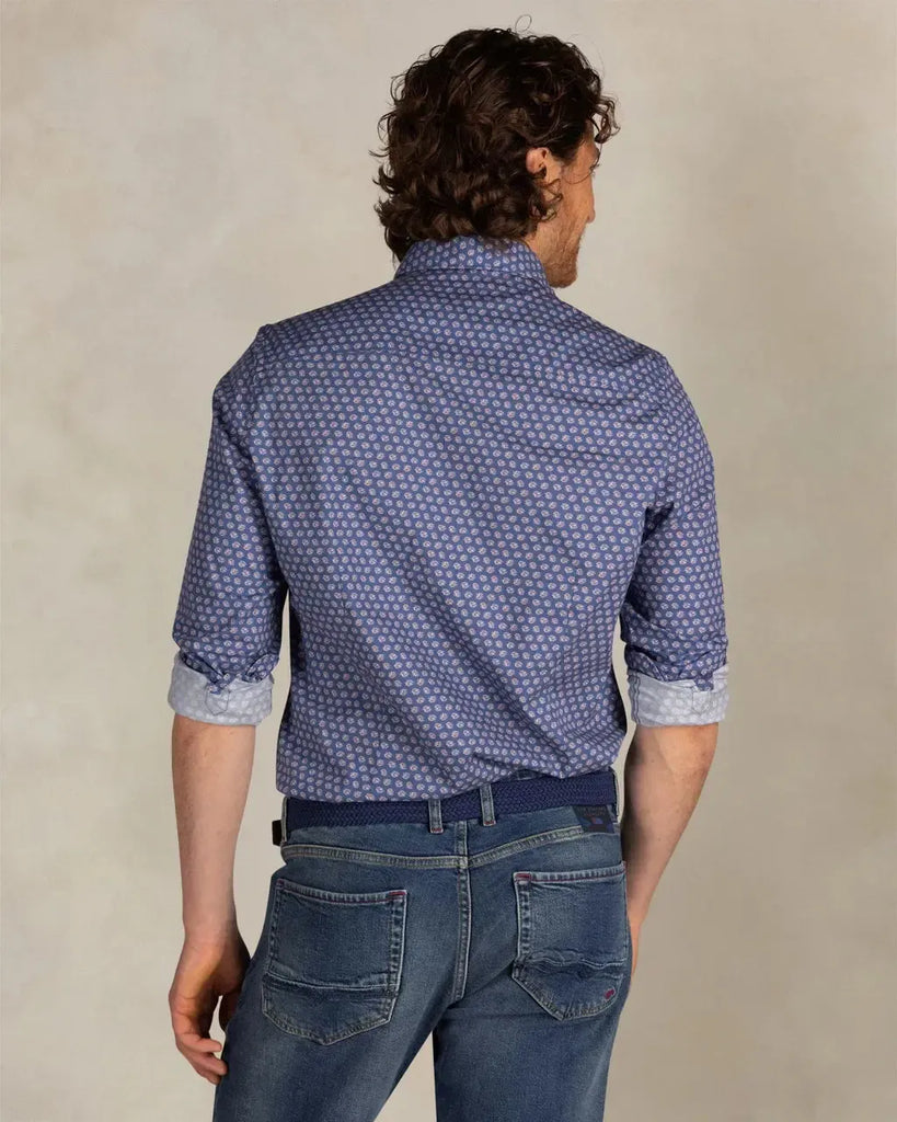 NZA Saul Stretch Button Up Shirt In River Blue-The Trendy Walrus