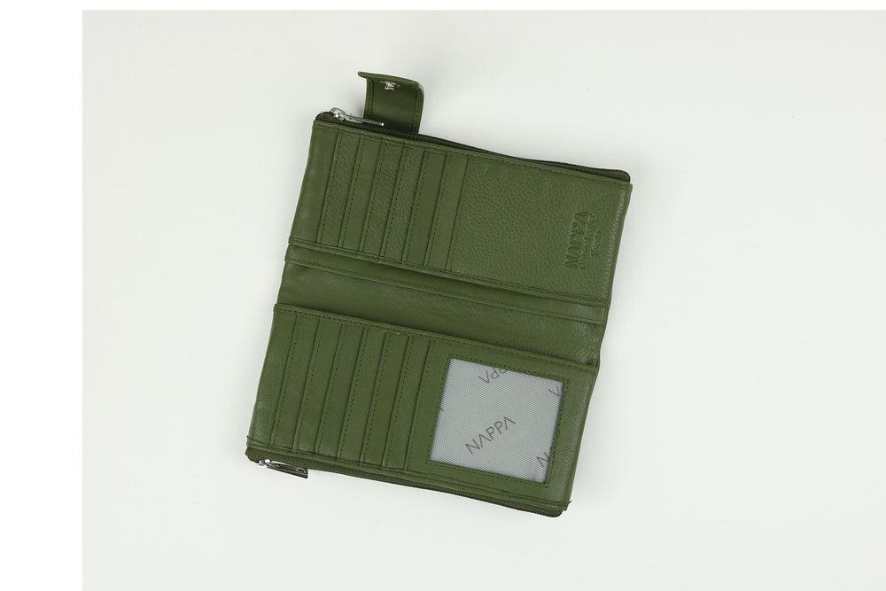 Nappa Charlotte RFID Leather Wallet In Olive-The Trendy Walrus