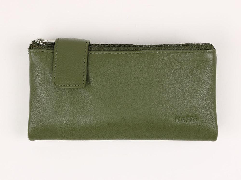 Nappa Charlotte RFID Leather Wallet In Olive-The Trendy Walrus