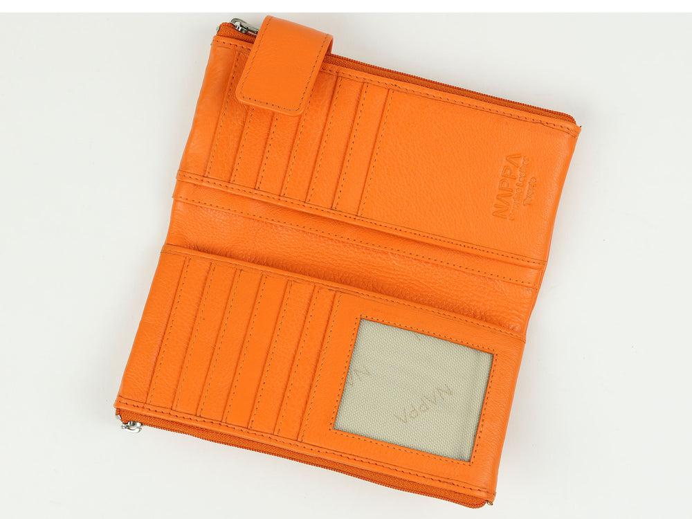 Nappa Charlotte RFID Leather Wallet In Orange-The Trendy Walrus